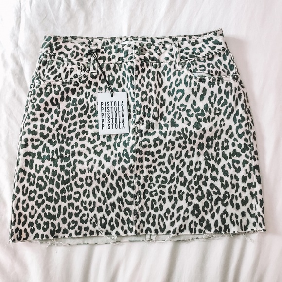cheetah jean skirt